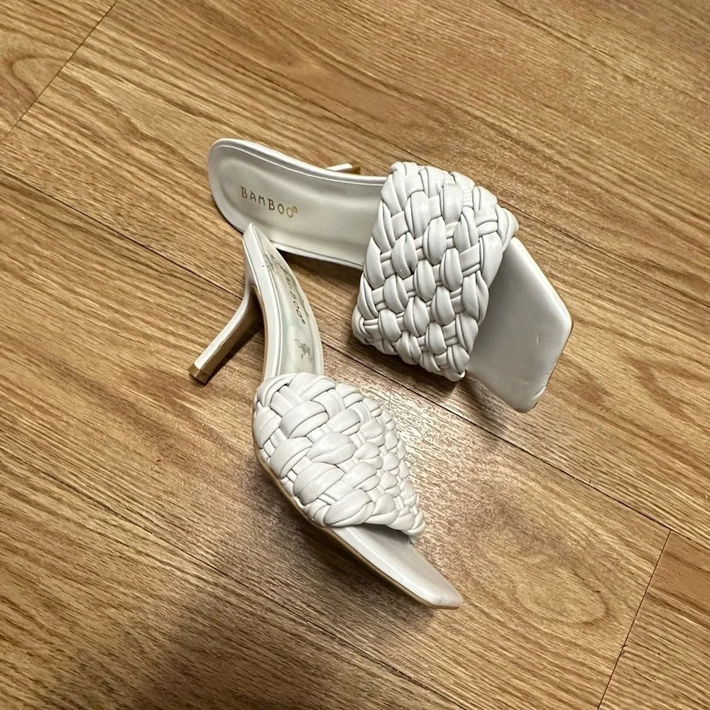 Bamboo braided off white sandals